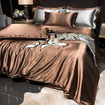 4-Piece Duvet Cover Set in Soft Silk Satin for Cozy Sleep