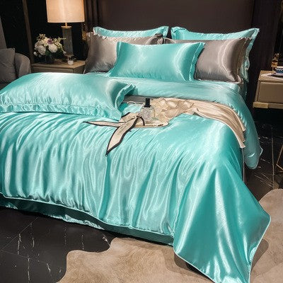 4-Piece Duvet Cover Set in Soft Silk Satin for Cozy Sleep