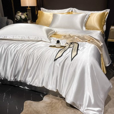 4-Piece Duvet Cover Set in Soft Silk Satin for Cozy Sleep