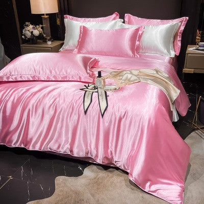 4-Piece Duvet Cover Set in Soft Silk Satin for Cozy Sleep
