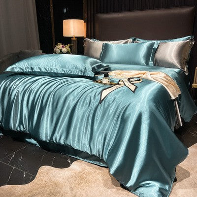 4-Piece Duvet Cover Set in Soft Silk Satin for Cozy Sleep