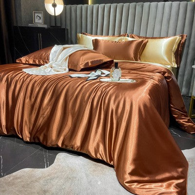 4-Piece Duvet Cover Set in Soft Silk Satin for Cozy Sleep