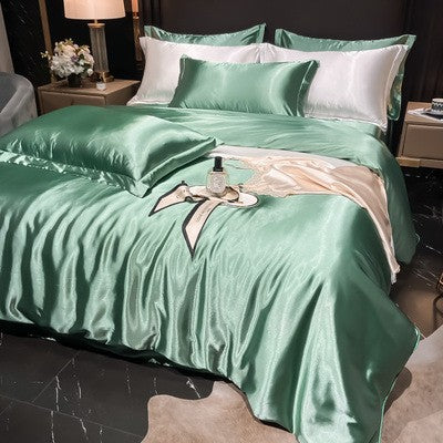 4-Piece Duvet Cover Set in Soft Silk Satin for Cozy Sleep