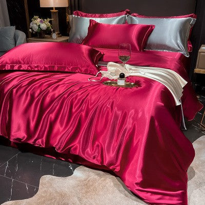 4-Piece Duvet Cover Set in Soft Silk Satin for Cozy Sleep
