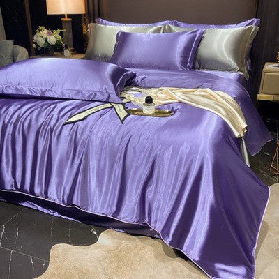 4-Piece Duvet Cover Set in Soft Silk Satin for Cozy Sleep