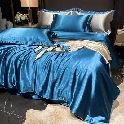4-Piece Duvet Cover Set in Soft Silk Satin for Cozy Sleep
