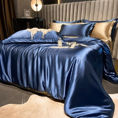 4-Piece Duvet Cover Set in Soft Silk Satin for Cozy Sleep