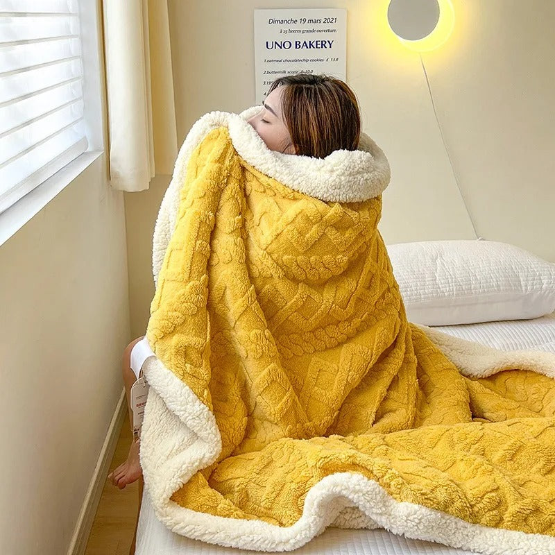 Thick Lambswool Winter Blanket with Fleece Softness for Cozy Comfort