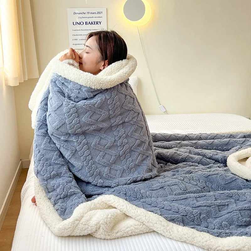 Thick Lambswool Winter Blanket with Fleece Softness for Cozy Comfort