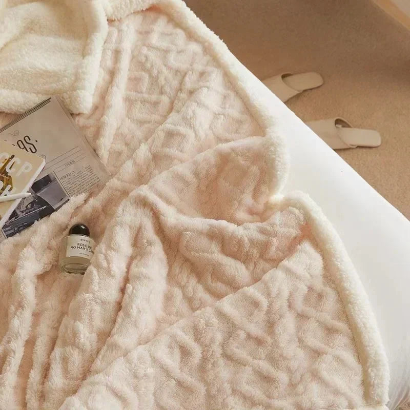 Thick Lambswool Winter Blanket with Fleece Softness for Cozy Comfort