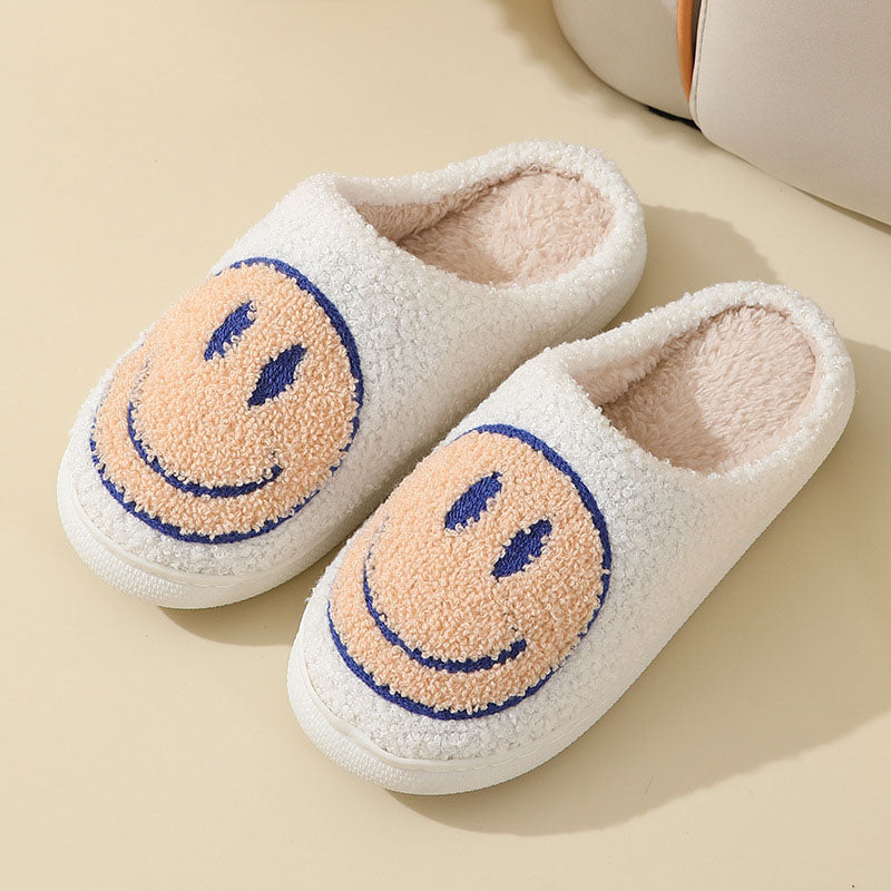 Indoor Slip-On Slippers | Plush Fleece Lining & Slip-Resistant Sole | Big Smiley Face Design | Comfortable Fit