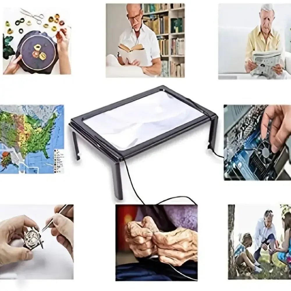LED Lighted Folding Magnifier for Hands-Free Reading