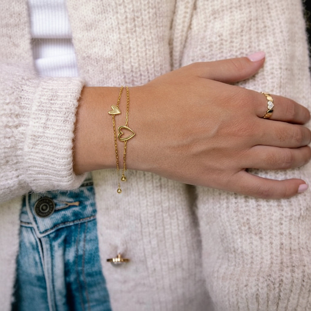 Intertwined Hearts Adjustable Couples Bracelet