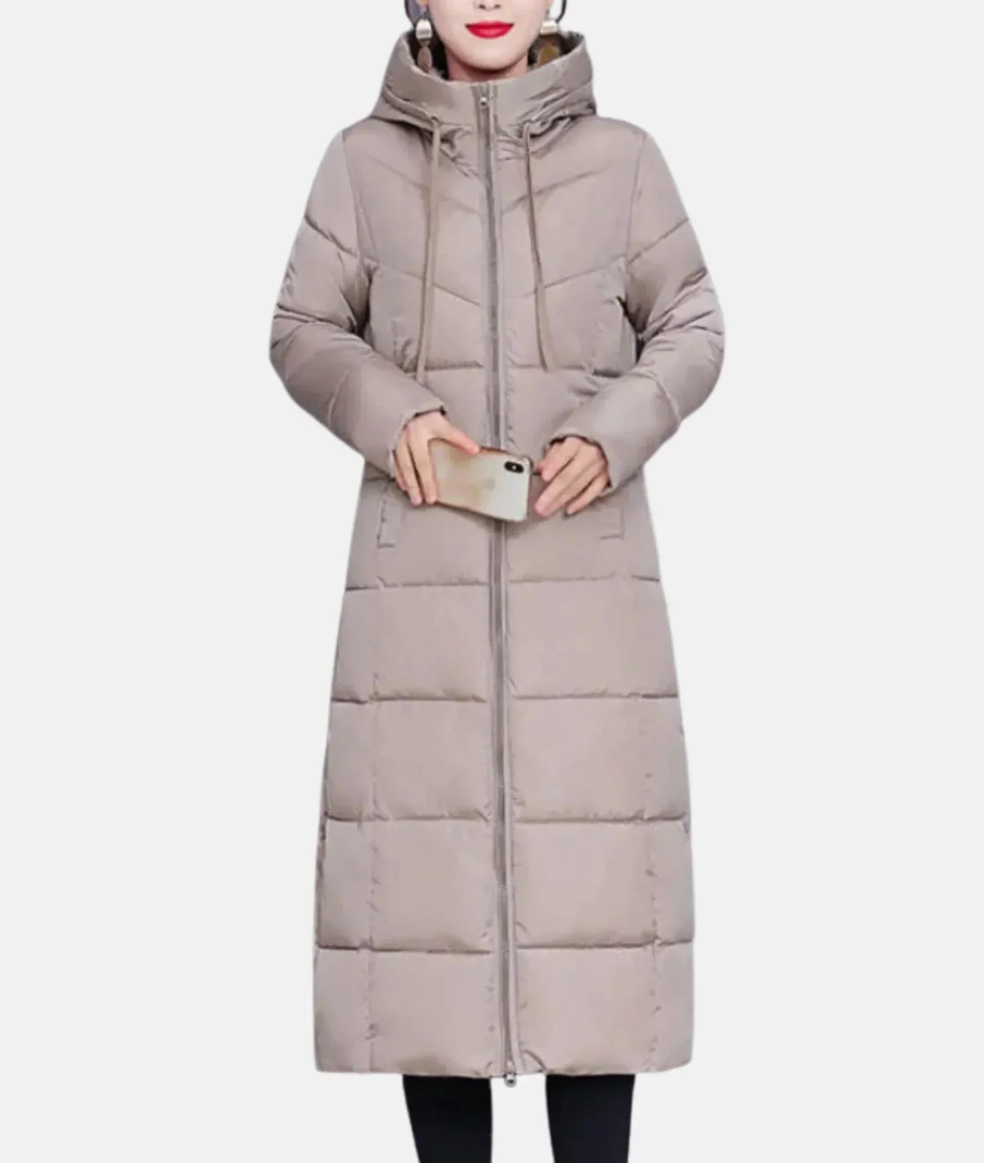 Women’s Long Winter Coat | Extra Long Length & Hooded Design | Cotton-Polyester Blend | Comfortable Fit