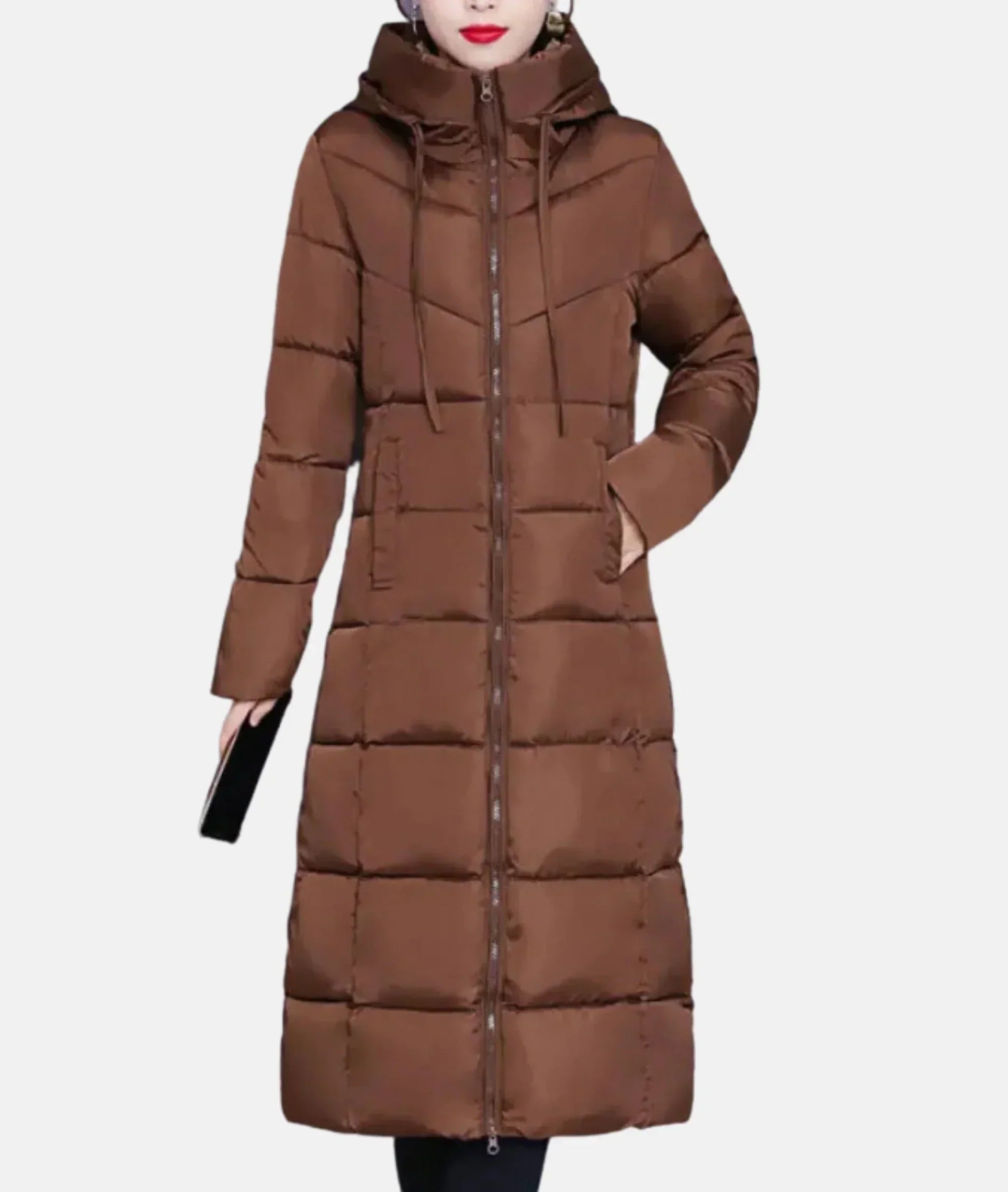 Women’s Long Winter Coat | Extra Long Length & Hooded Design | Cotton-Polyester Blend | Comfortable Fit