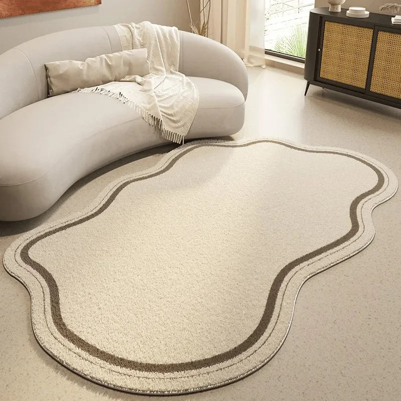 SerenityWave Contemporary Cream Area Rug with Unique Design