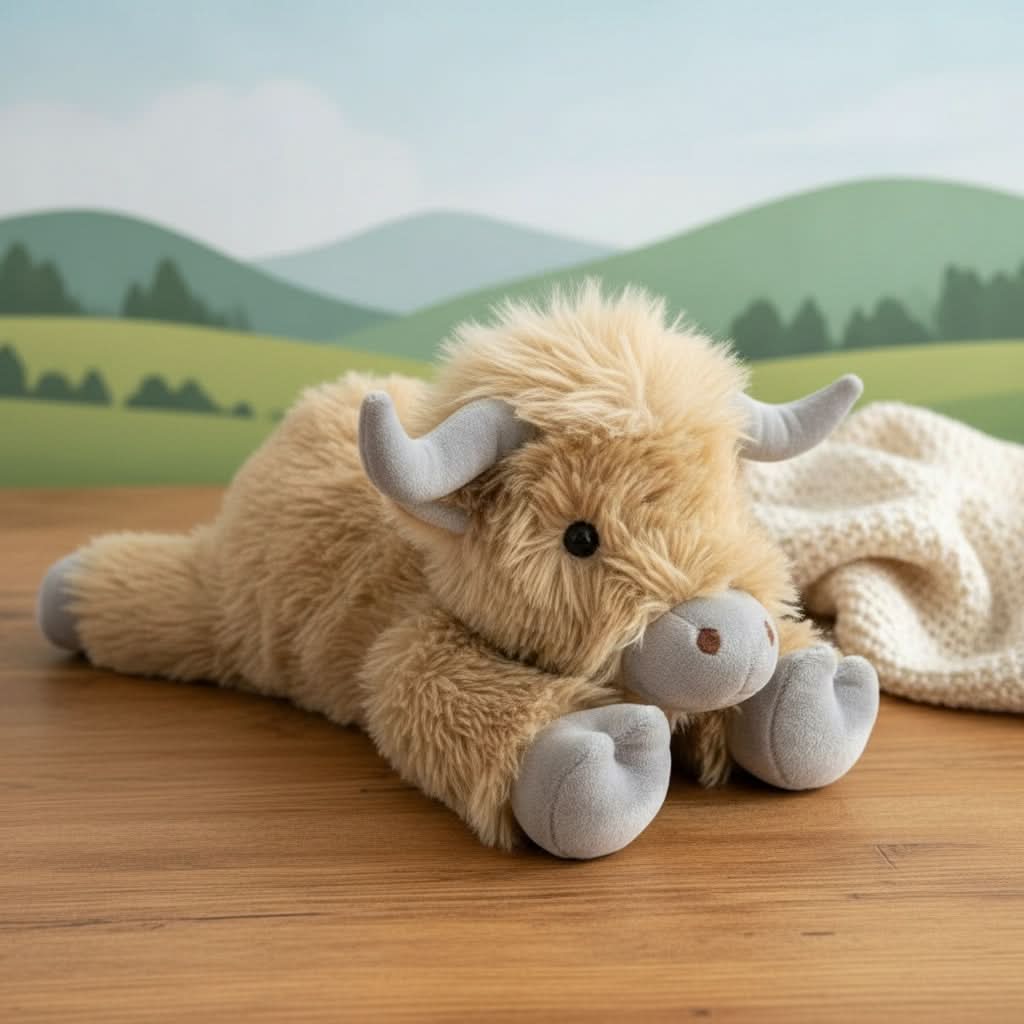 Cozy Highland Cow Plush Companion with Rustic Appeal
