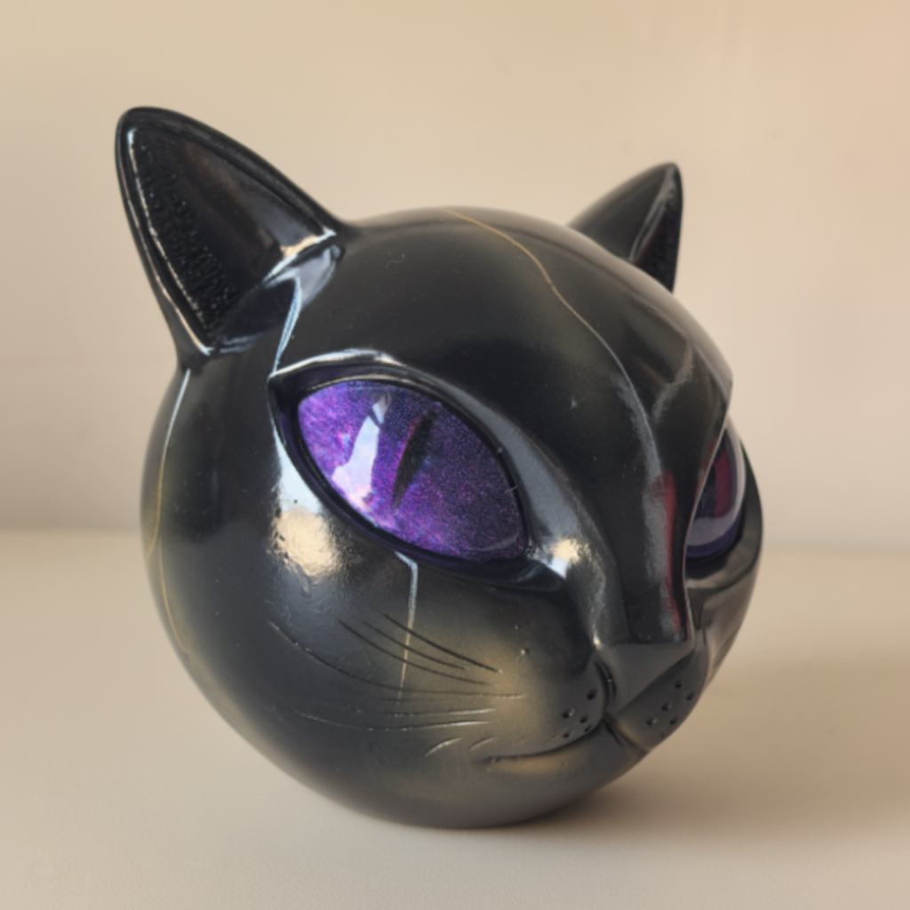 Charming Cat Head Sculpture for Elegant Home Accents