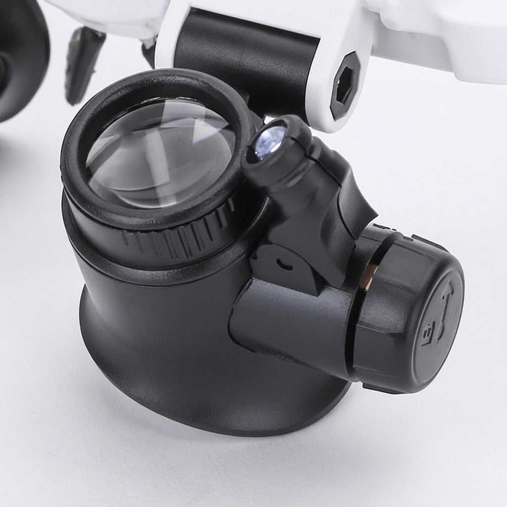 Lightweight Magnifier Headset with Adjustable Fit and Illumination