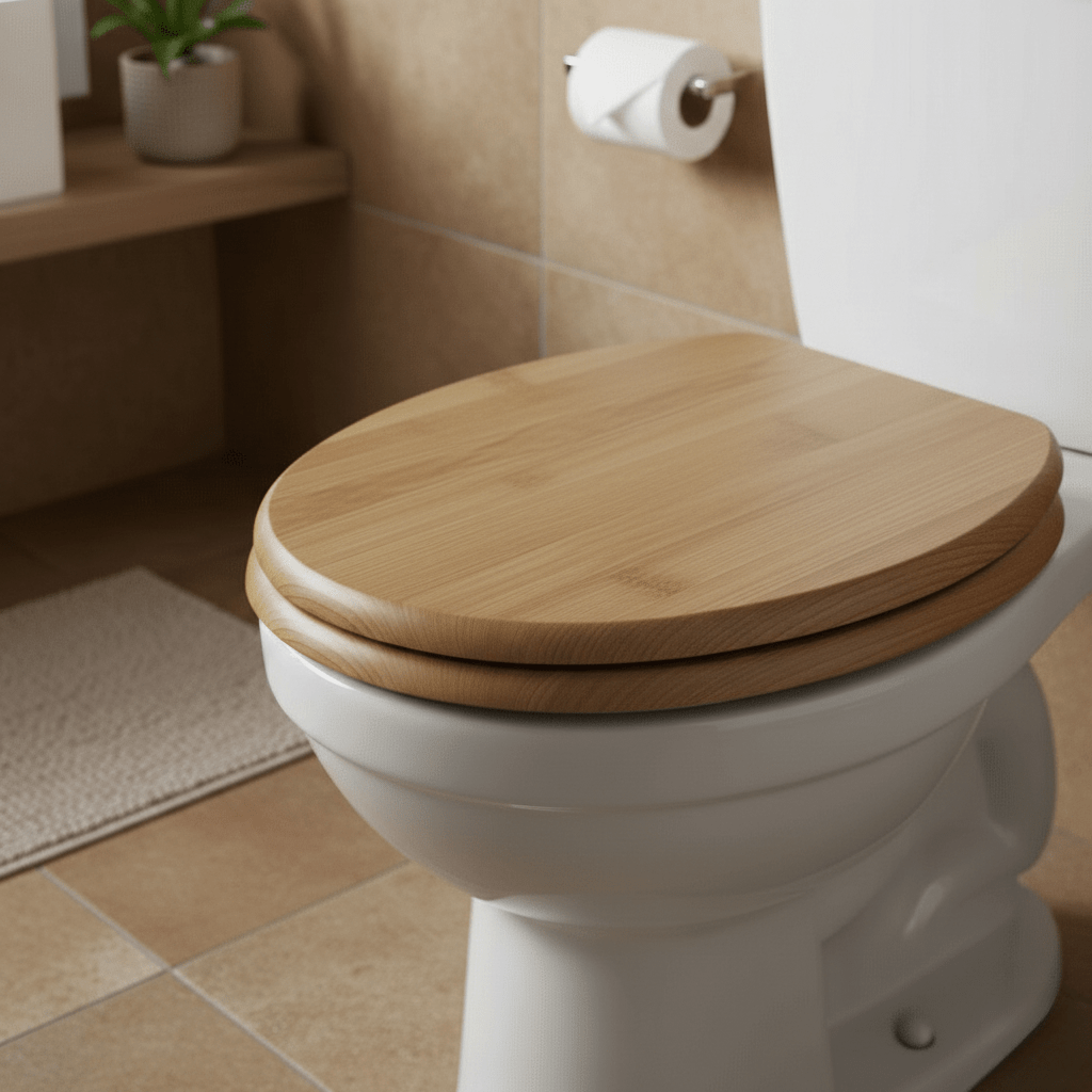 Natural Wood Toilet Seat With Silent Close Feature