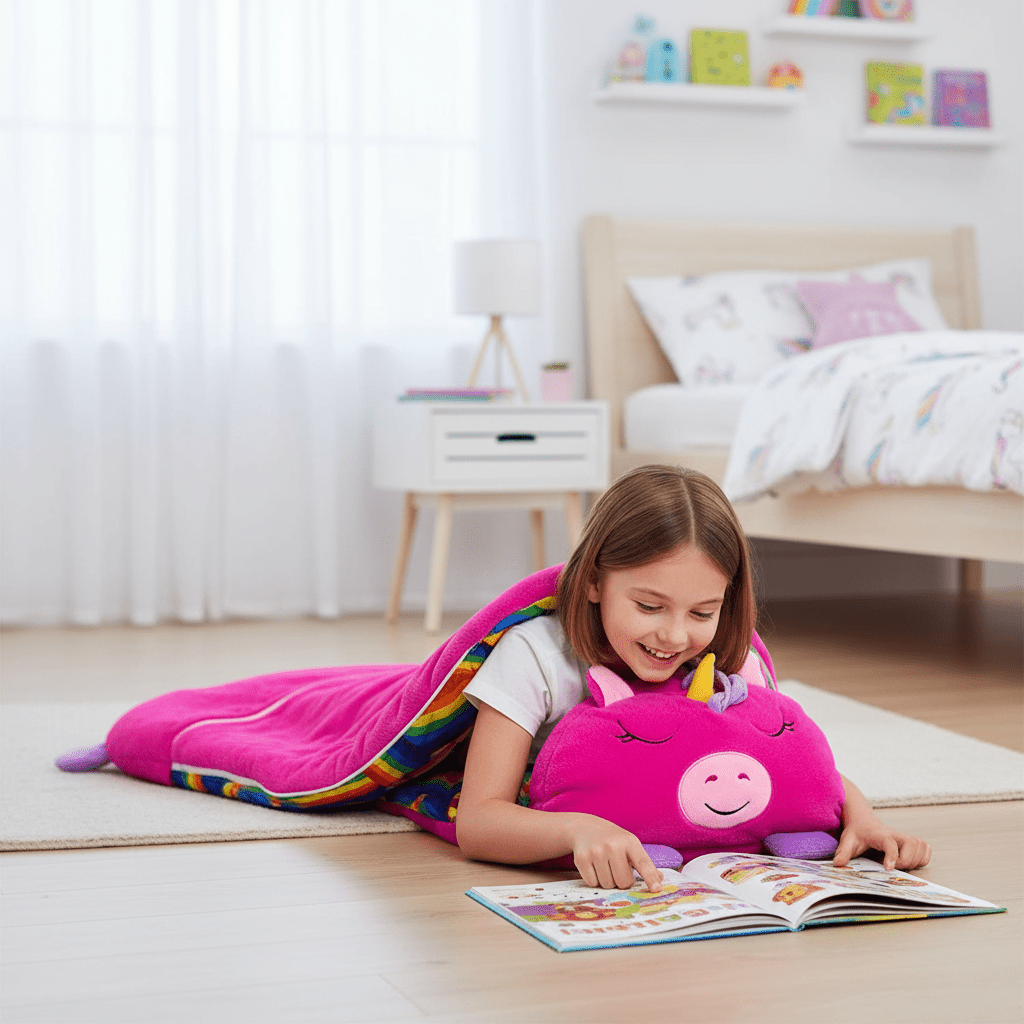 SnuggleBuddy Travel Sleeping Bag with Plush Companion
