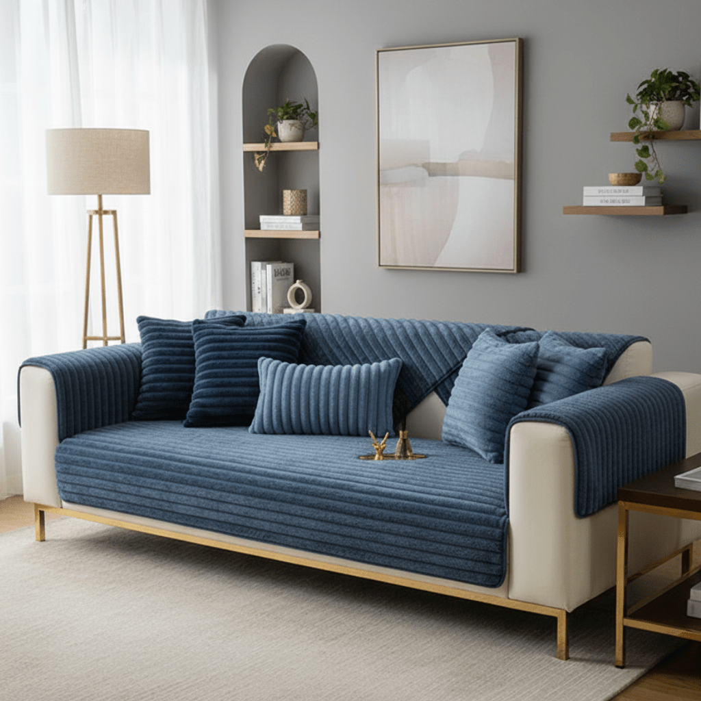 Plush Comfort Winter Sofa Protector in Soft Faux Fur