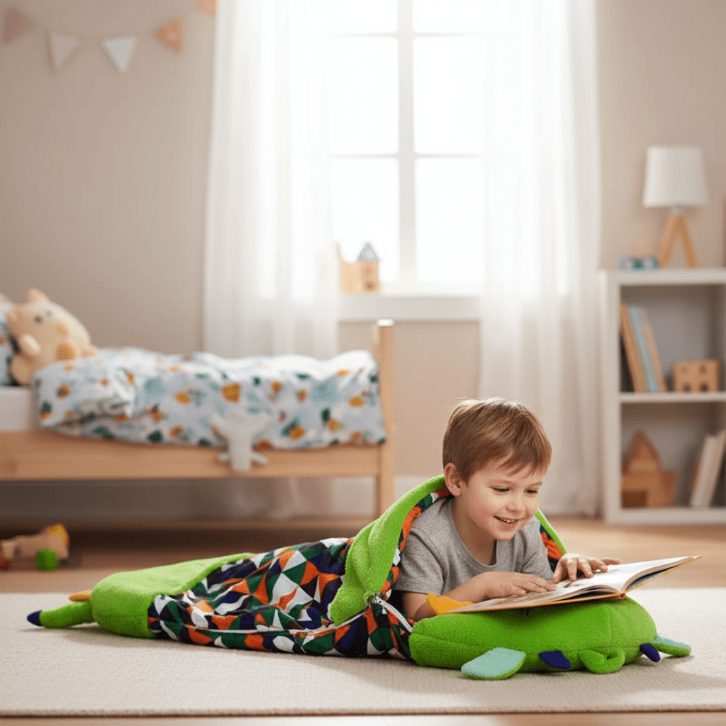 SnuggleBuddy Travel Sleeping Bag with Plush Companion