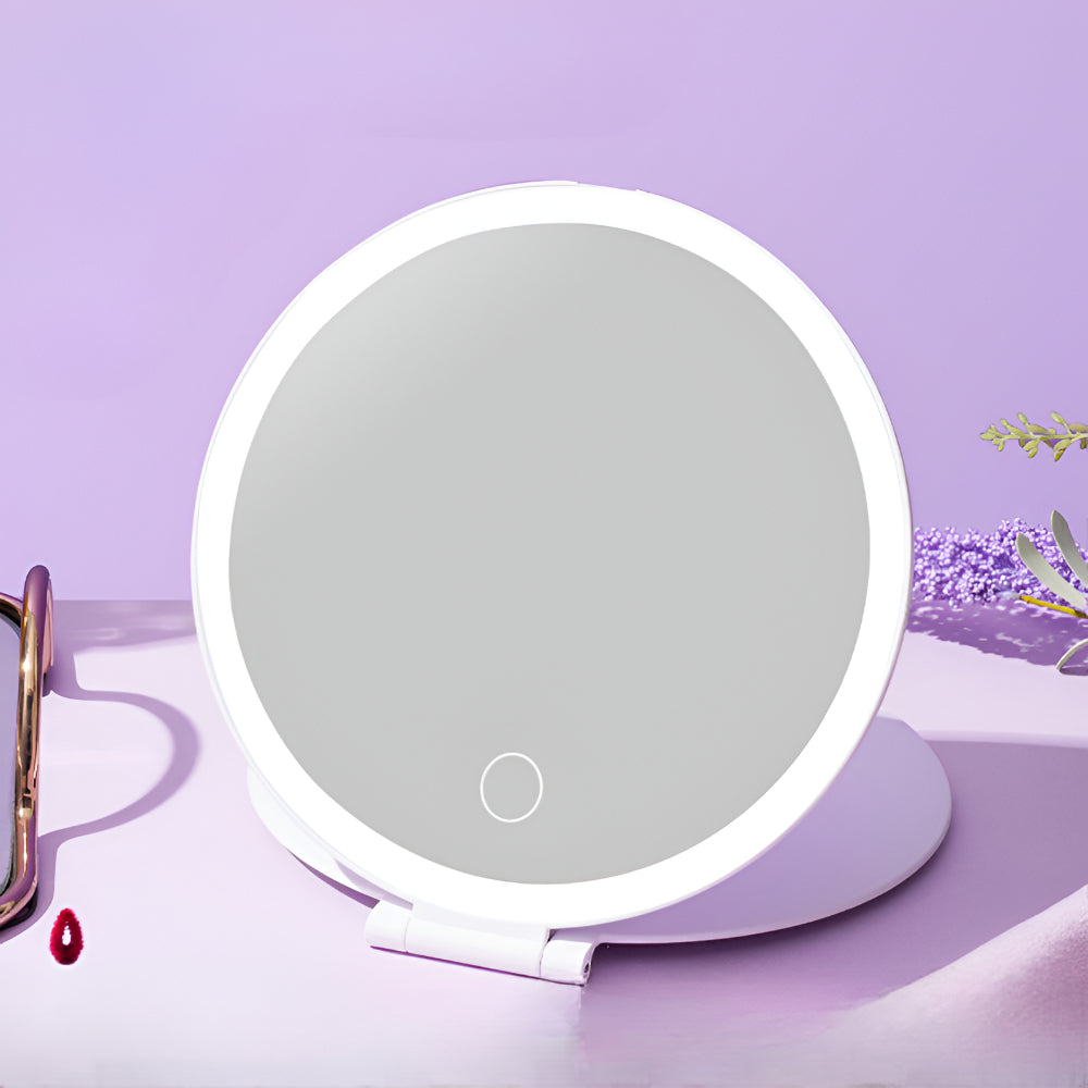 Portable Illuminated Makeup Mirror with Foldable Design