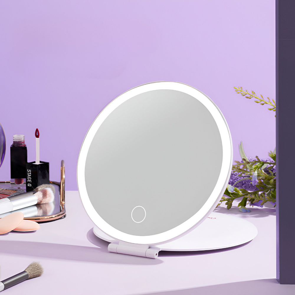 Portable Illuminated Makeup Mirror with Foldable Design