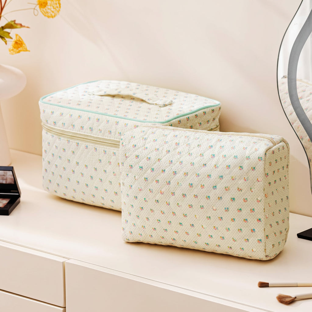 Chic Floral Travel Makeup Organizer Set for Everyday Essentials