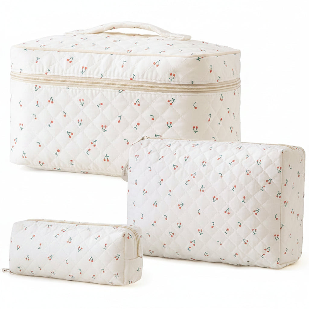 Chic Floral Travel Makeup Organizer Set for Everyday Essentials