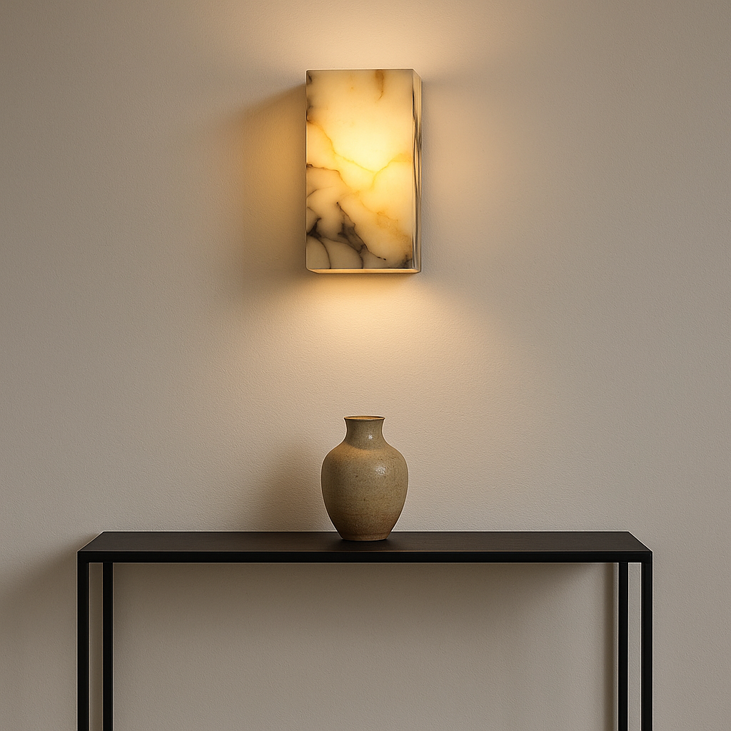 MarbleGlow Compact Wall Sconce: Stylish Marble Lighting for Any Room