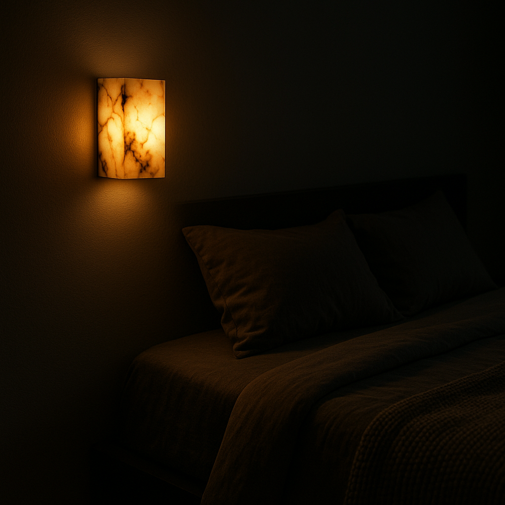 MarbleGlow Compact Wall Sconce: Stylish Marble Lighting for Any Room
