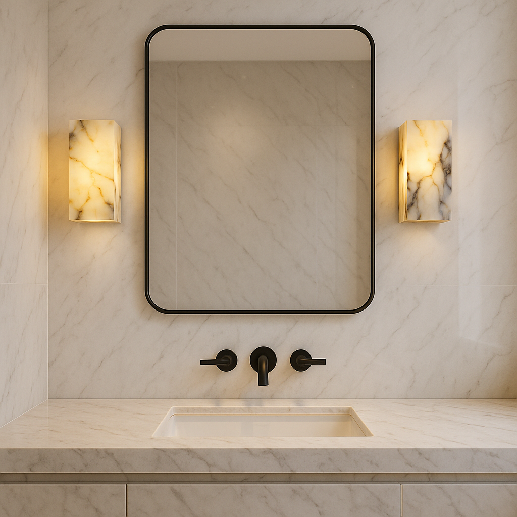 MarbleGlow Compact Wall Sconce: Stylish Marble Lighting for Any Room