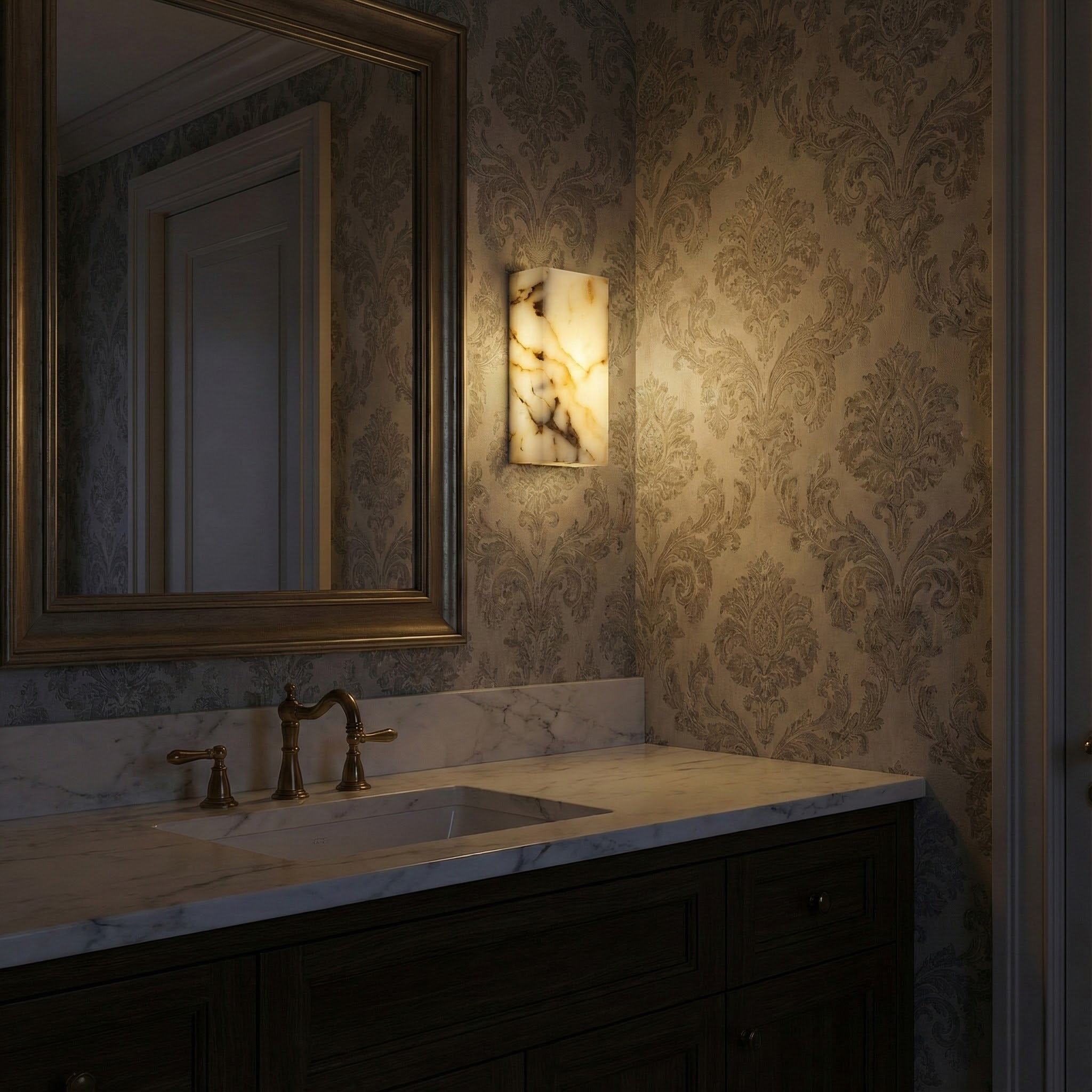 MarbleGlow Compact Wall Sconce: Stylish Marble Lighting for Any Room