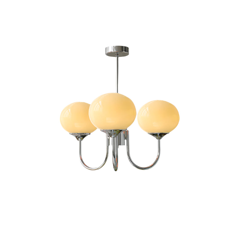 Ceiling Chandelier | Five-Arm with Glass Globe Shades | Adjustable Suspension Rods | Elegant Home Lighting