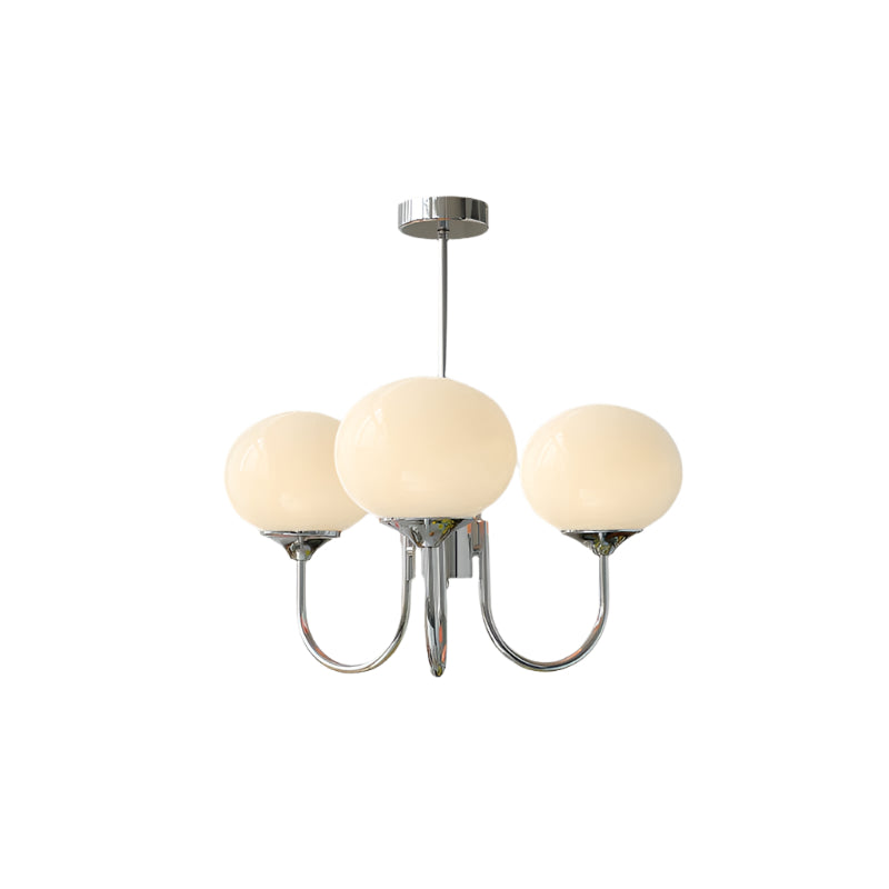 Ceiling Chandelier | Five-Arm with Glass Globe Shades | Adjustable Suspension Rods | Elegant Home Lighting