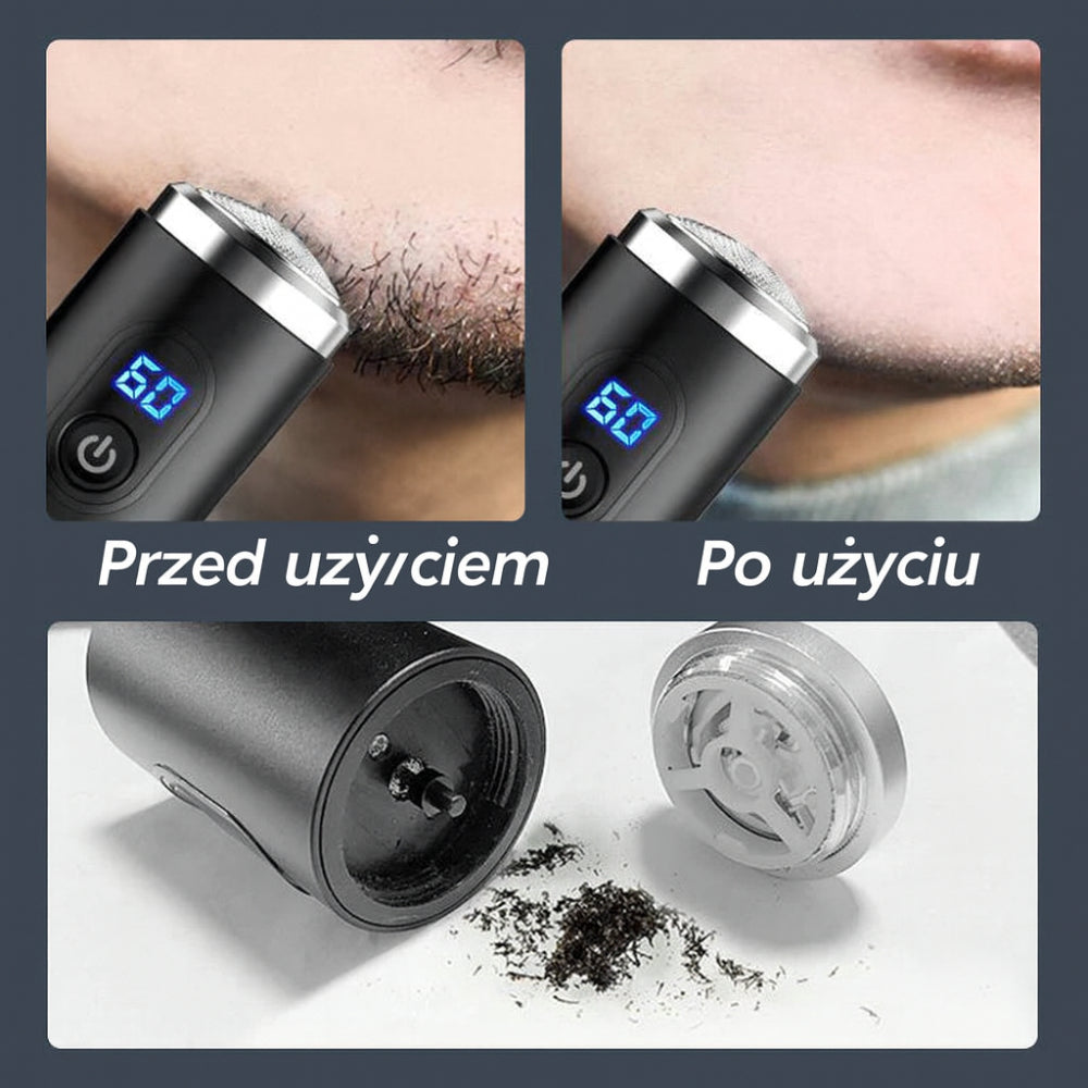 Compact Electric Razor with Digital Indicator and USB-C Charging