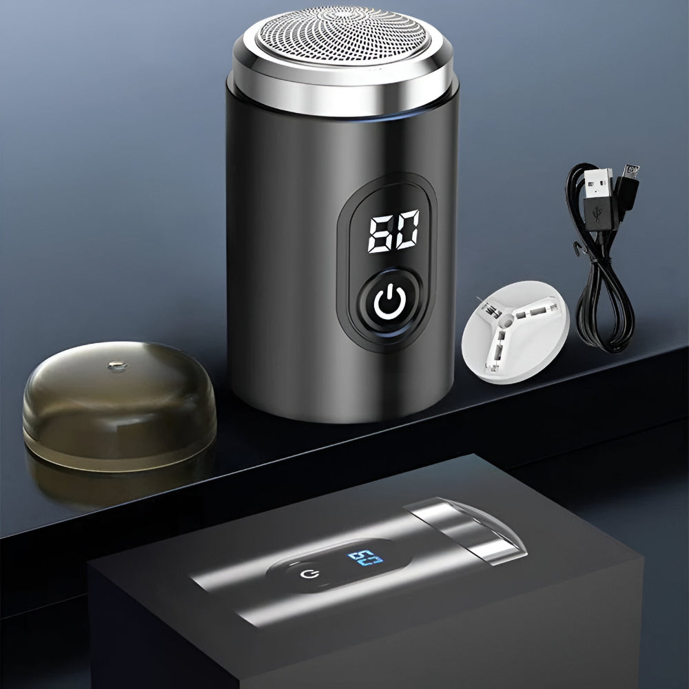 Compact Electric Razor with Digital Indicator and USB-C Charging
