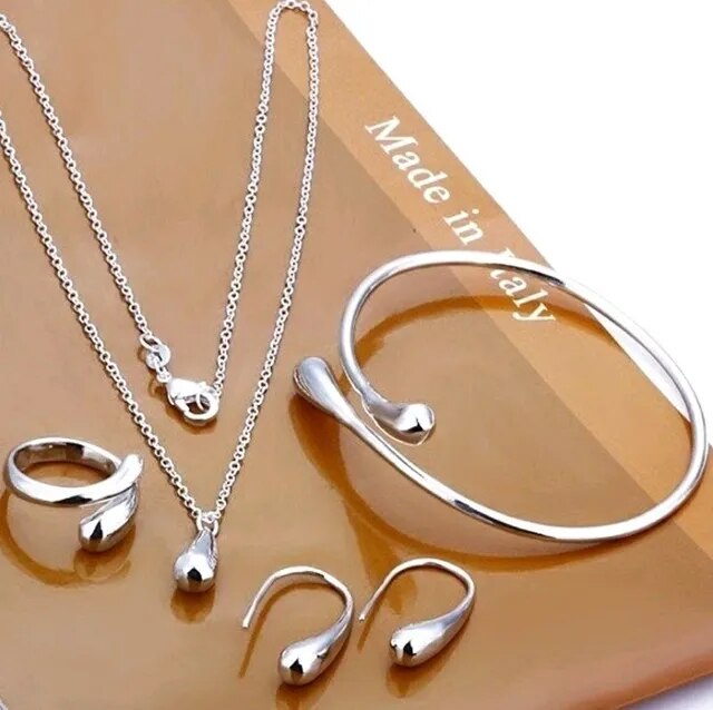 Luxe Drops | Women's 4-Piece Silver Jewelry Ensemble
