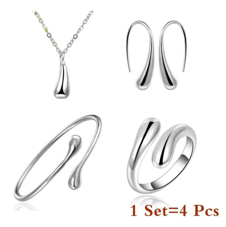 Luxe Drops | Women's 4-Piece Silver Jewelry Ensemble
