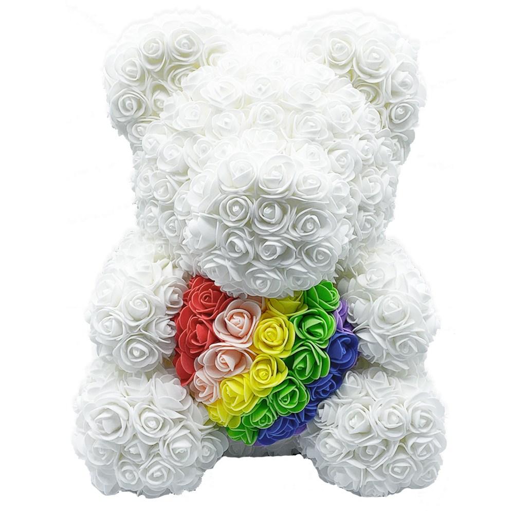 10-Inch Teddy Bear Gift with Rose Flower for Valentine's Day