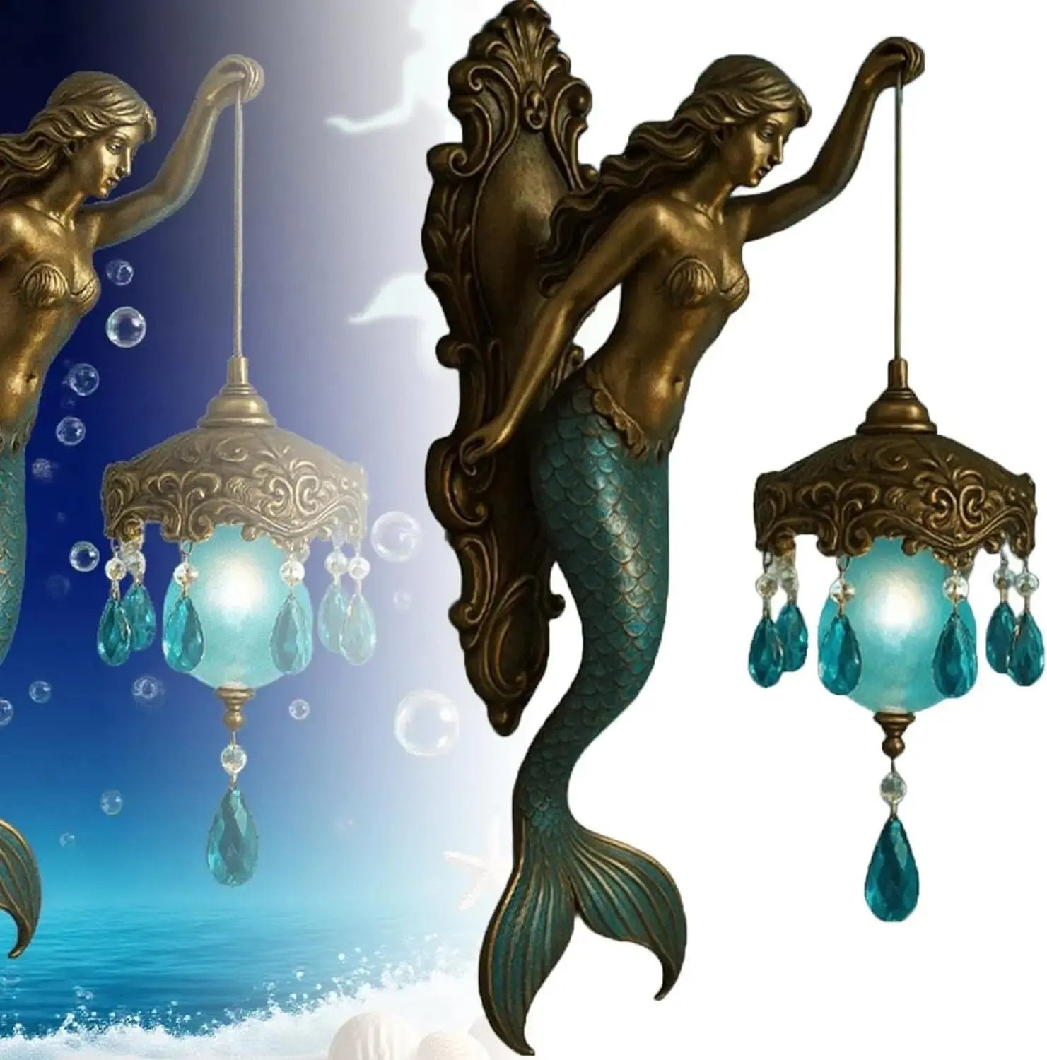 Baroque Style Wall Lamp – Romantic Mermaid Design for Home Lighting