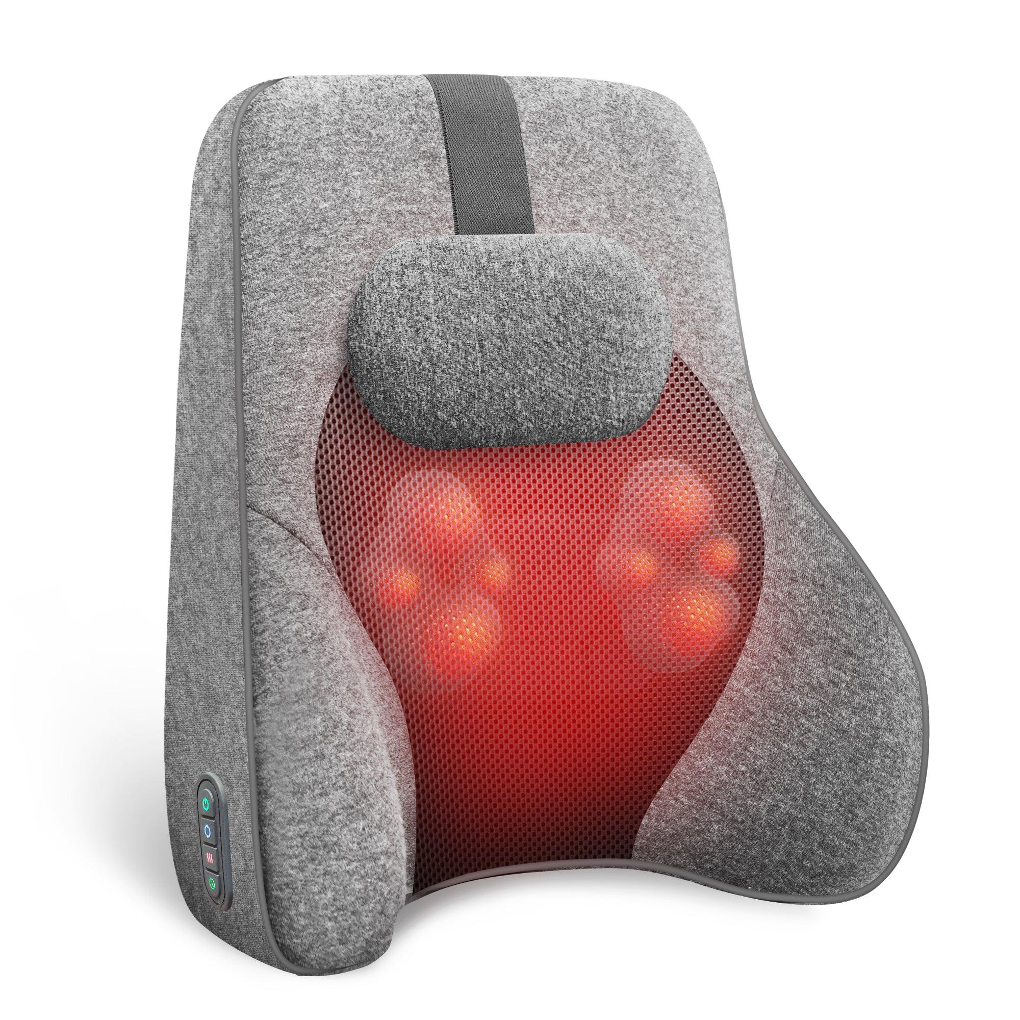 Lumbar Support Pillow with Memory Foam | Shiatsu Massage with Heat | Timer 15-60 Min