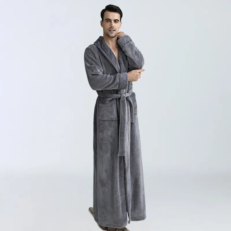 Men's Cozy Fleece Robe – Luxurious Long Gown for Warmth