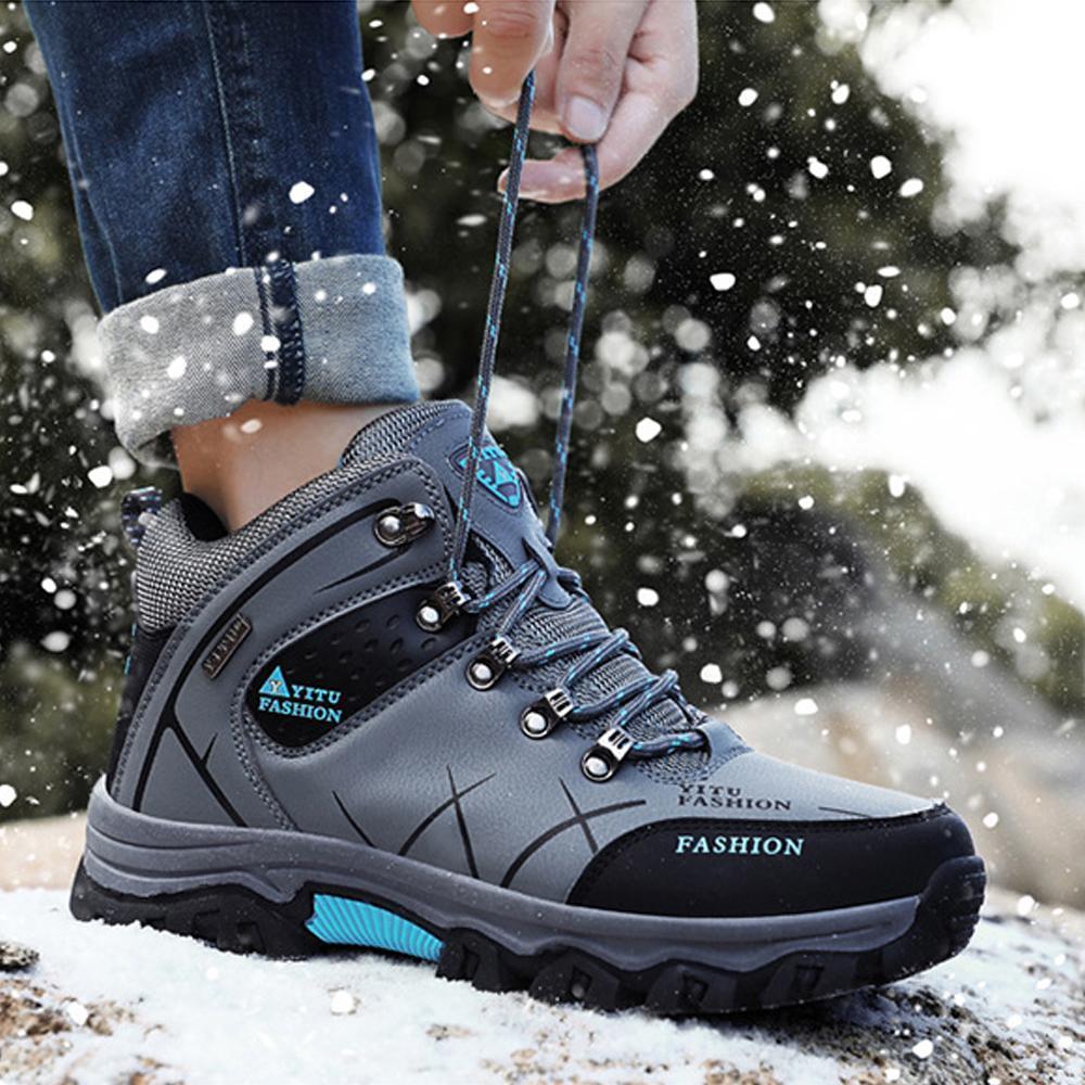 Waterproof Non-Slip Hiking Boots for Men with Fleece Lining - Winter Wear