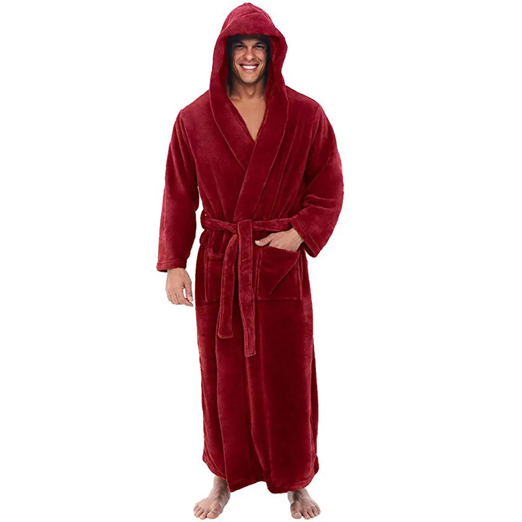 Cozy Men's Hooded Robe – Plush Comfort for Relaxation
