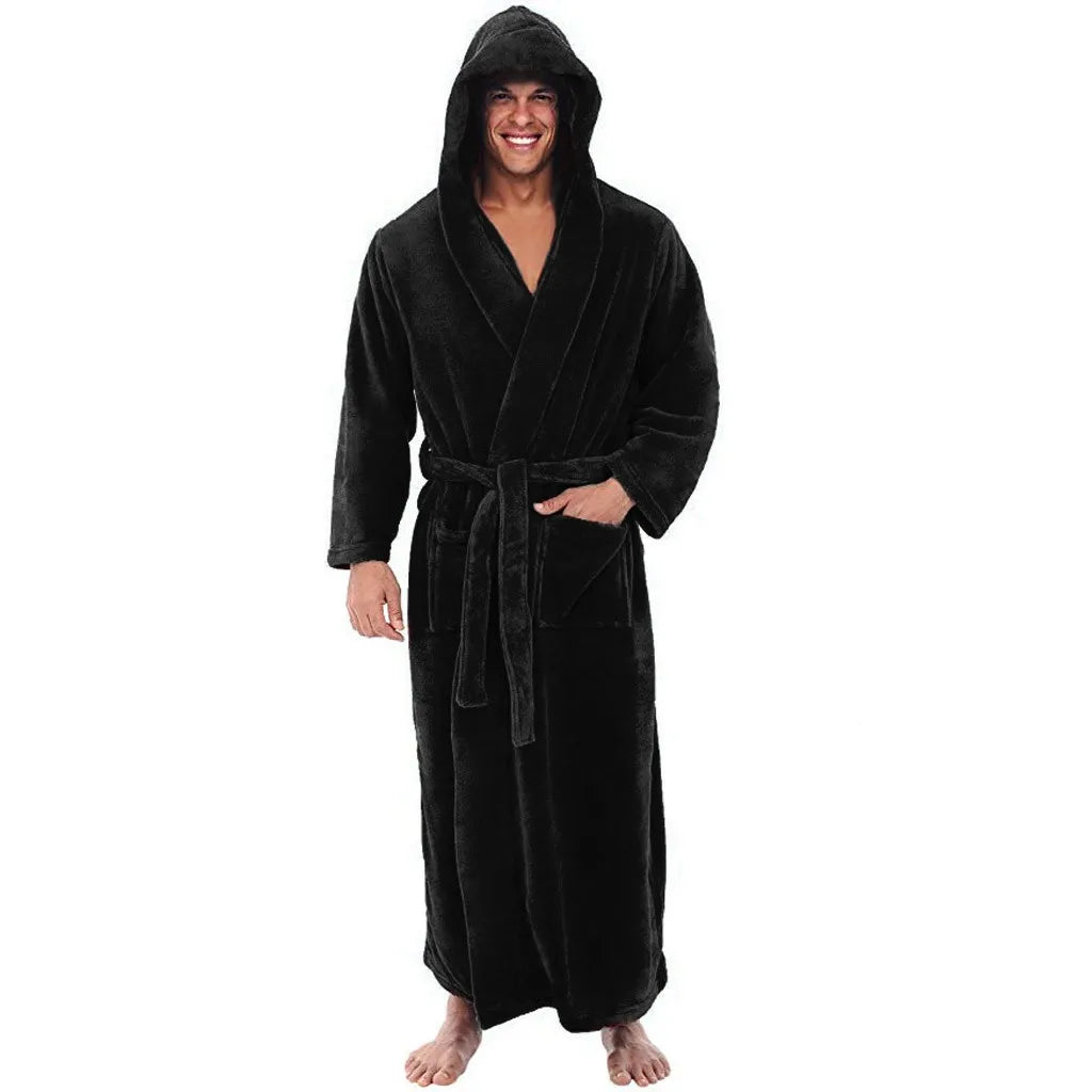 Cozy Men's Hooded Robe – Plush Comfort for Relaxation