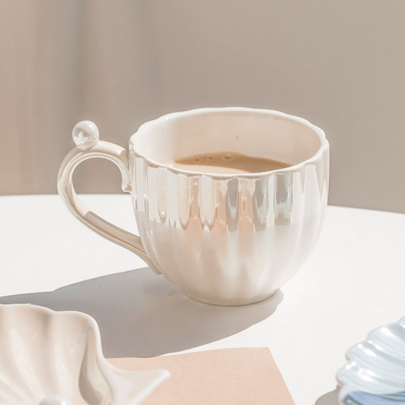 Ocean Pearl Elegance Tea Cup Set – Iridescent Ceramic Collection