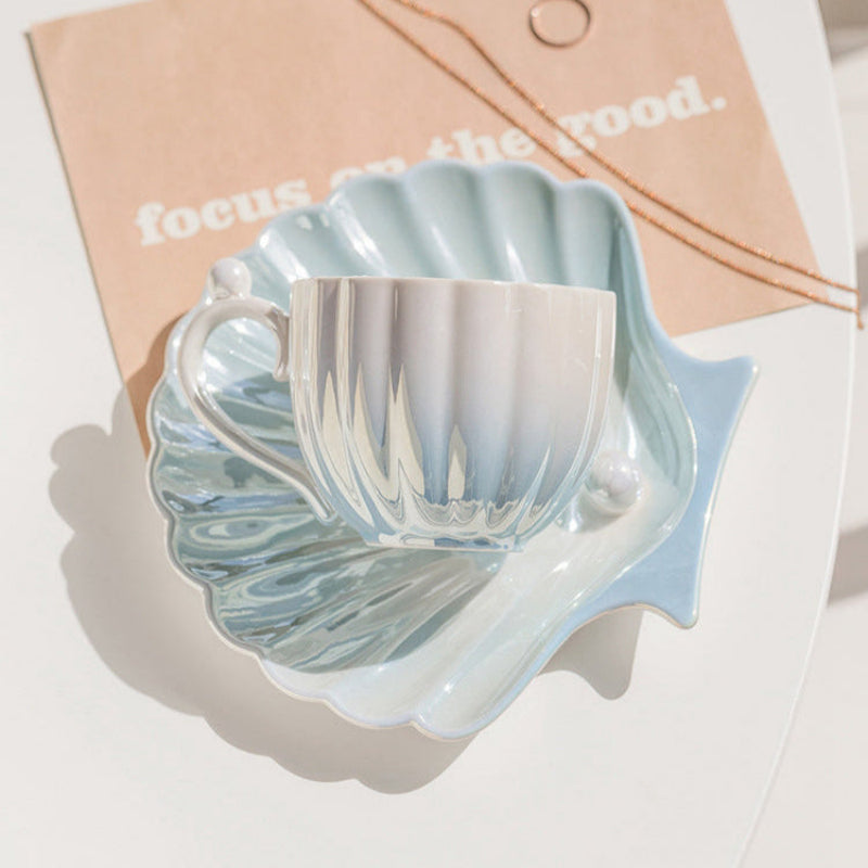 Ocean Pearl Elegance Tea Cup Set – Iridescent Ceramic Collection
